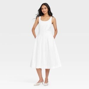 a new day White Scoop-Neck Midi Dress